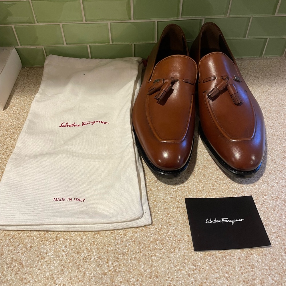 Salvatore Ferragamo Men's Brown Leather Tramezza Loafers
